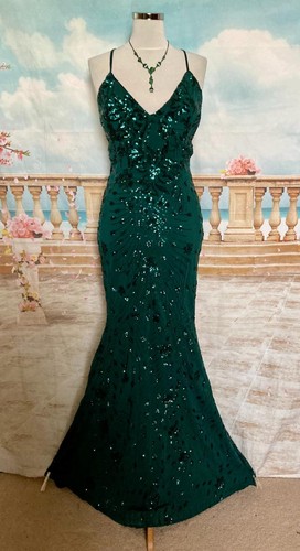 Quiz green sequin maxi - green, evening