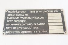 Robey of Lincoln Railway Locomotive Loco Wagon Plate 