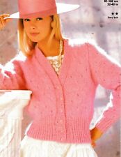 781 LADY'S EASY CARDIGAN BRUSHED CHUNKY 32 TO 40" VINTAGE KNITTING PATTERN COPY