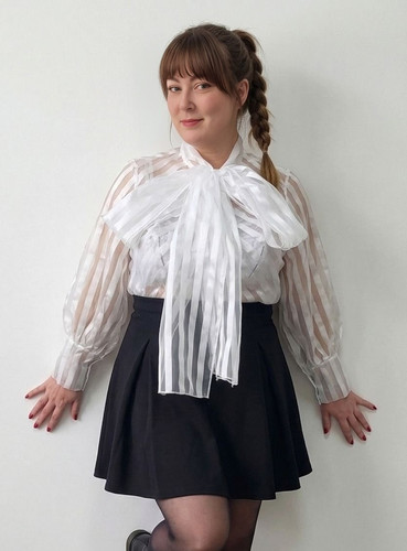 Sheer white chevron stripe - sheer,