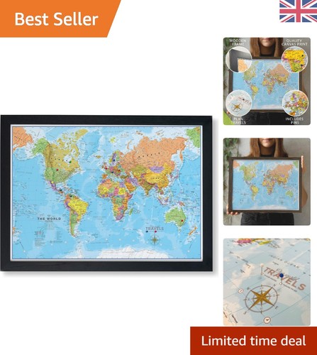 Framed push pin world map - framed,