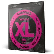 Bass Guitar Strings D'Addario ECB81M Chromes Flatwound, Medium Scale 45-100