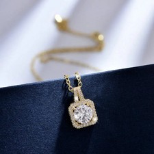 1ct Pendant Necklace Yellow Gold Lab-Created VVS1 D Diamond Test Pass