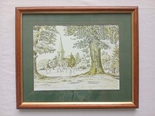 David Peacock, Original Signed Watercolour, Cricketers on Southborough Common