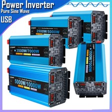 5000W 2500W 3500W/7000W Pure Sine Wave Inverter USB 12V/24V-240V 2AC Remote Camp