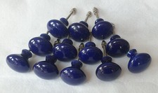 12 X Ceramic Blue Cupboard Door Knobs