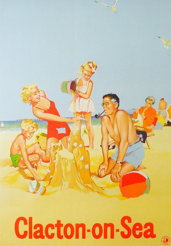 Vintage railway poster clacton - railway,