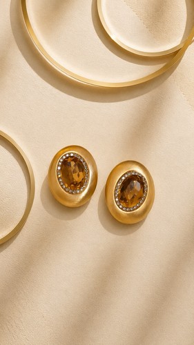 Vintage gold tone amber - tone,