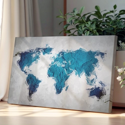 Teal blue map - blue, world