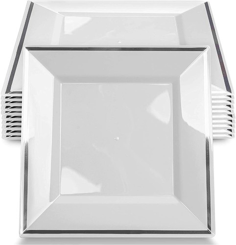 Square white plastic - 20, plates