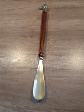 Vintage/antique 18 Inch Shoe Horn Brass And Wood With Hunting Dog Head.