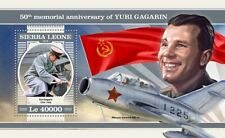 YURI GAGARIN 1934-1968 MiG-15 Cosmonaut Space Stamp Sheet (2018 Sierra Leone)