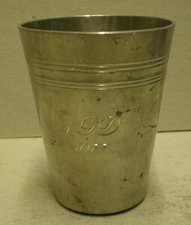 Vintage Rhein Pewter 300 ml Beaker G.D. Monogram 1977 (GB1)