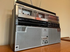 Sharp GF-555 Twin Deck Radio Cassette Boombox. Part Working for Spares or Repair