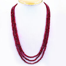 190.00 Cts Earth Mined ENHANCED Ruby Round Shape Faceted Beads Necklace NK 28E37