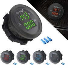 12V LED Dual Digital Display Volt Meter Ammeter Voltage Round Car Voltmeter Amp