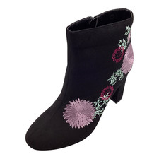 Dolcis Womens Black Faux Suede Floral High Heel Shoes Ankle Boots Size UK 7 New