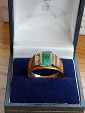 Vintage.Colombian Emerald 3.45ct.and Diamond, 18ct Yellow Gold Dress Ring
