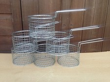 Mini Round Stainless Steel Chip Basket Fry Server Handle Strainer x 6 NEED CLEAN