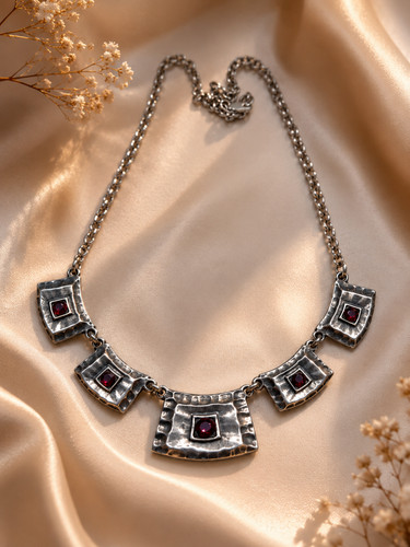 Vintage silver tone statement - vintage,