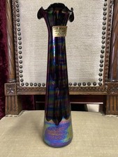 Murano Mary Iridescent Glass Vase Italian Hand-made Flowers Urn Vintage Art Deco