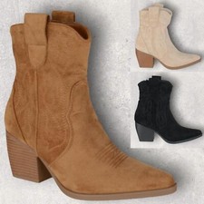 LADIES WOMENS BLOCK HEEL ZIP