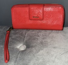 Fossil Red  Leather Zip Around