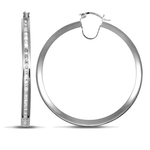 Creole earrings 9ct white gold - 9ct,