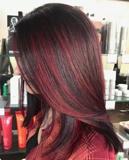 Black with Burgundy Red Hair