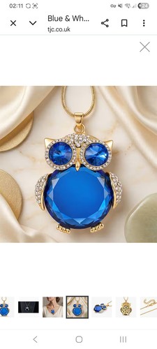 Owl pendant blue - owl, white