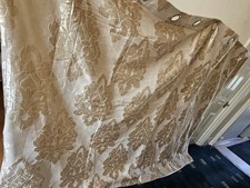 1 Piece Elegant Ponden  Luxury Gold Floral Damask Jacquard Eyelet Curtain Lined
