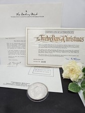 12 Days Christmas Sterling Silver Medallion, Hallmarked 1970s, Danbury Mint 