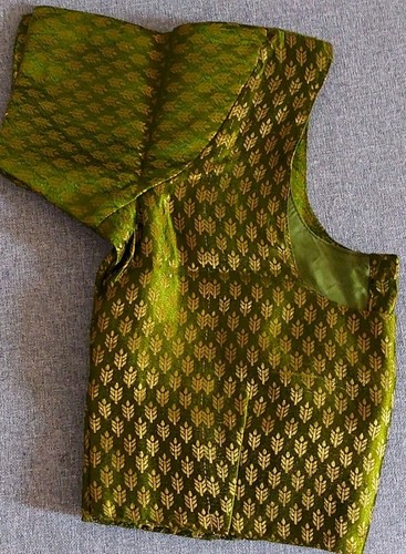 Olive green gold zari - green, brocade