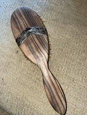 Antique Ebony Sterling Silver Hairbrush Clothes Brush Hallmarked Art Deco