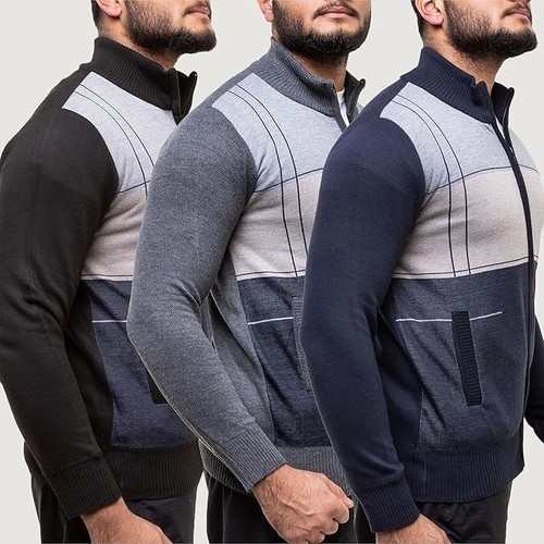 Men classic pattern zip up - men’s,
