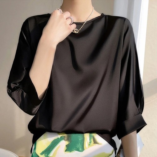 Women satin silk blouse top - satin,