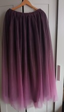 Designer ombre plum purple taffeta skirt, 3 layers, silk lining, M–XXL, 106 cm