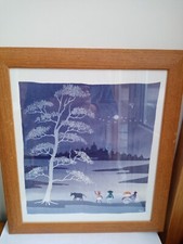 Framed Picture Silkscreen print Landscape Asian Farmers
