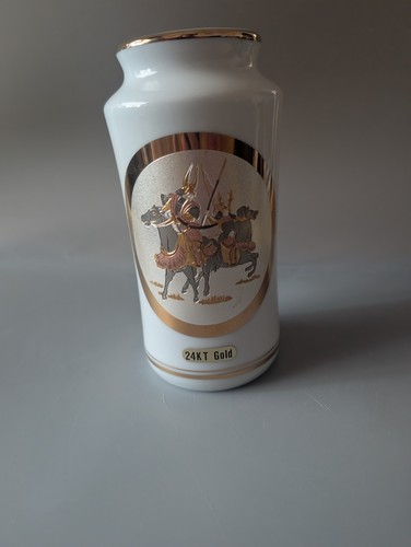 Porcelain vase 24k gold edged - gold,