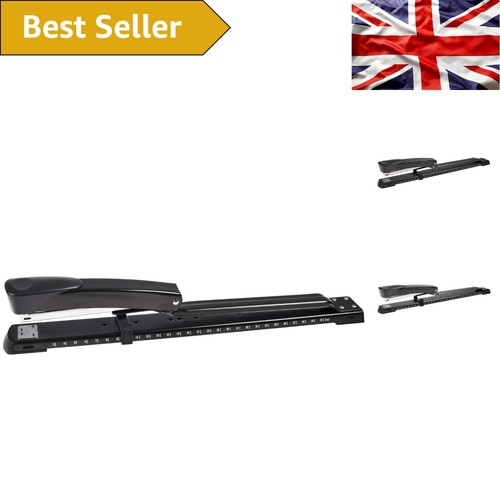 Black metal long arm stapler - black,