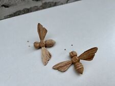 Set 5 Wooden Wood Bees - 6cm Hand Carved Ornament Accessory Decoration Crafting