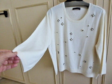 NEW M&S Ladies Cream Jumper Beaded Pearl Decoration ~ Size 24 - NEVER BEEN WORN