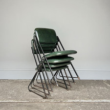 ? We Deliver -  40 Available - Vintage Green Vinyl Folding Chais - Cafe Bar