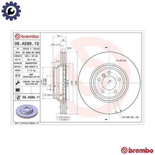 Brake disc a599 11 - 2x,