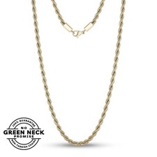Mens Gold Stainless Steel Rope Chain Necklace 2-5mm Thick 18-26 Inch Jewellery