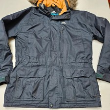 Trespass parka men's medium navy hood quilted lining medium weight