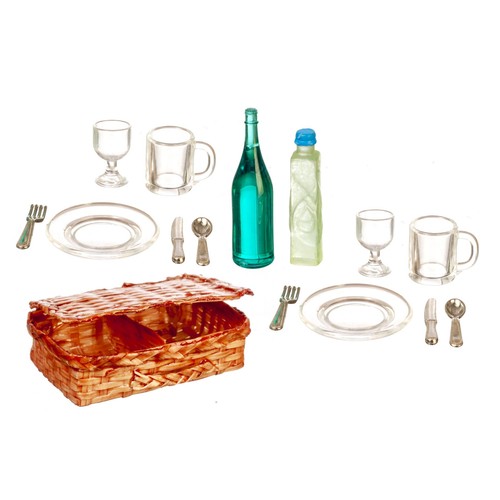 Dolls house picnic basket set - basket,