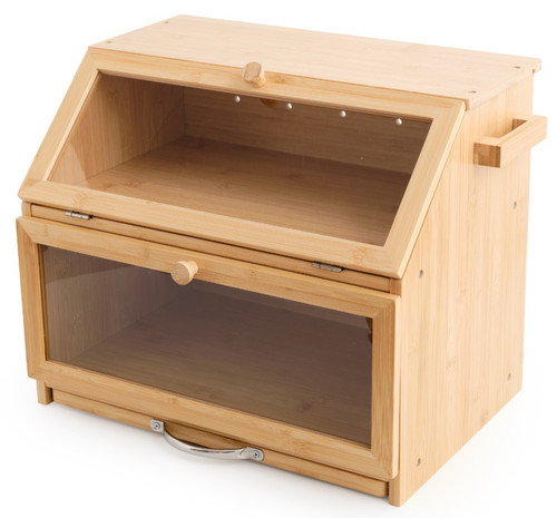 Bamboo bread bin double layer - bamboo,