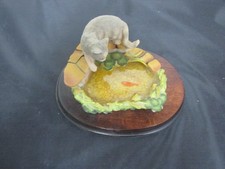 Aynsley Mastercraft Grey Tabby Cat On Fish Pond Hand Painted Vintage 1984