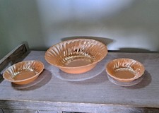 1950’s Anchor Hocking  Fire King Peach Lustre bowls Made In USA 1 large 2 small 